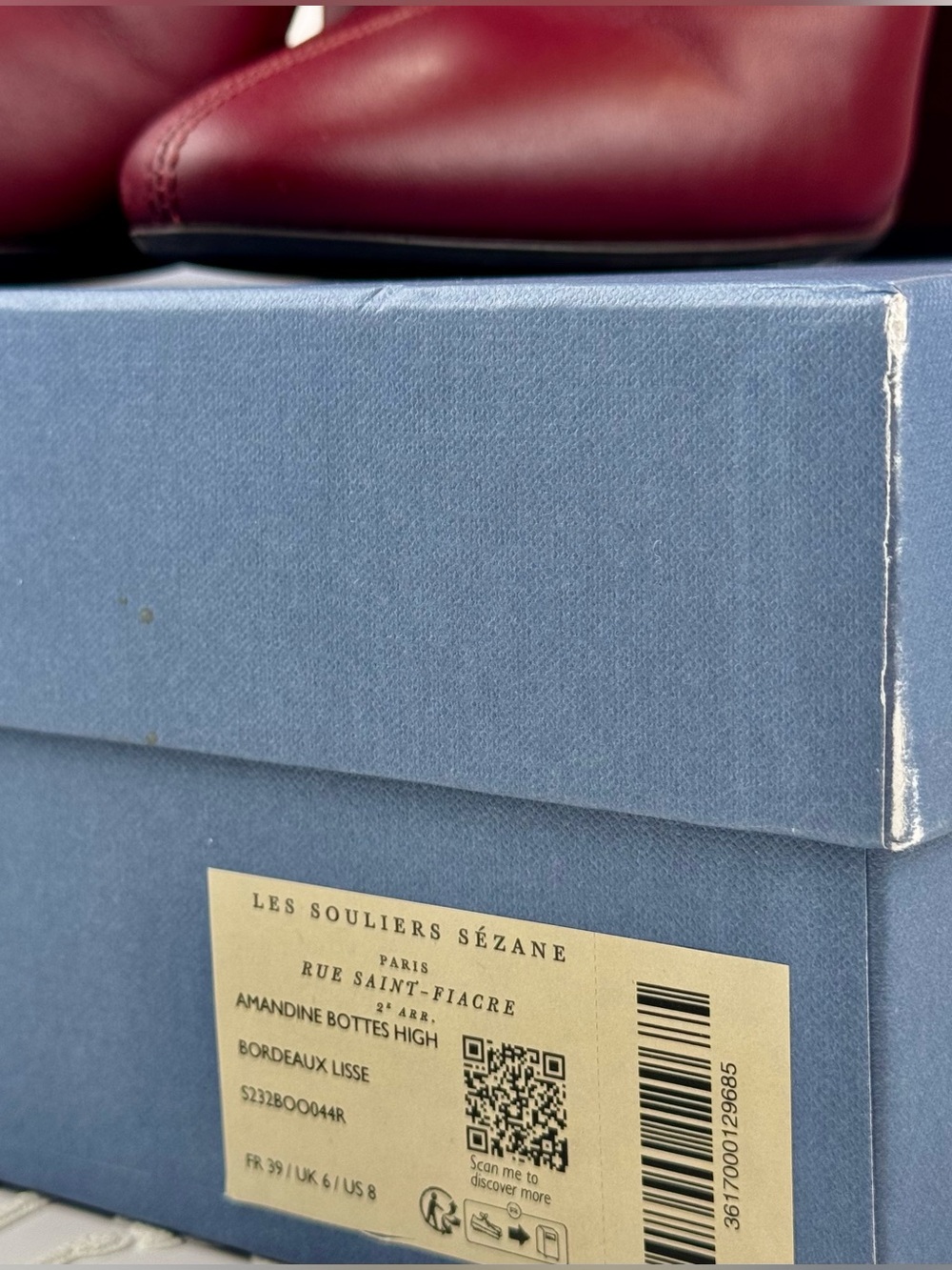 Sézane Amandine Boots Burgundy Leather Size 39 US 8-8.5 ARCHIVE RARE w/ Box - Picture 10 of 12